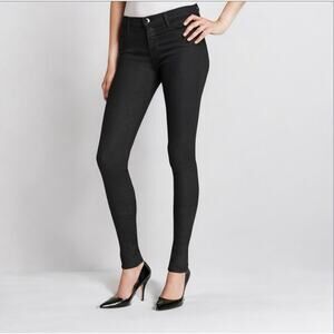 J Brand Women’s Jeans Super Skinny Size 26 Black Coated Mid-Rise Stretch Denim